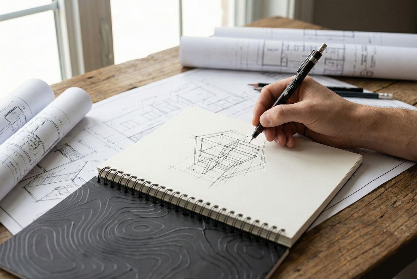 The Void Draftbook | Topographic Black (A5 Wiro)