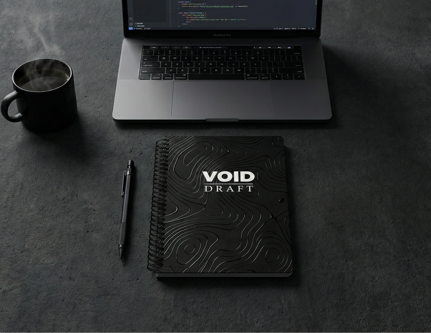 The Void Draftbook | Topographic Black (A5 Wiro)